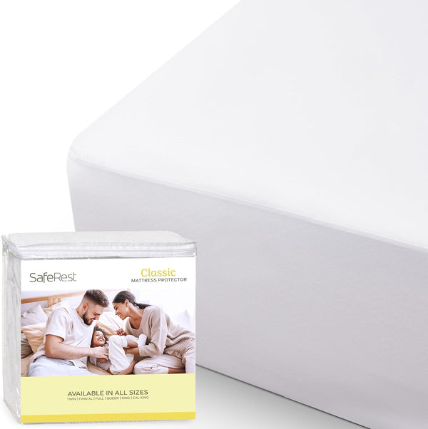 SafeRest 100% Waterproof King Size Mattress Protector, Fitted with Stretchable Pockets, Machine Washable Cotton