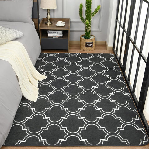 3x5 Chicrug Shag Geometric Modern Area Rug for Bedroom, Feet Memory Foam Indoor Carpet, Fluffy Rug for Living Room