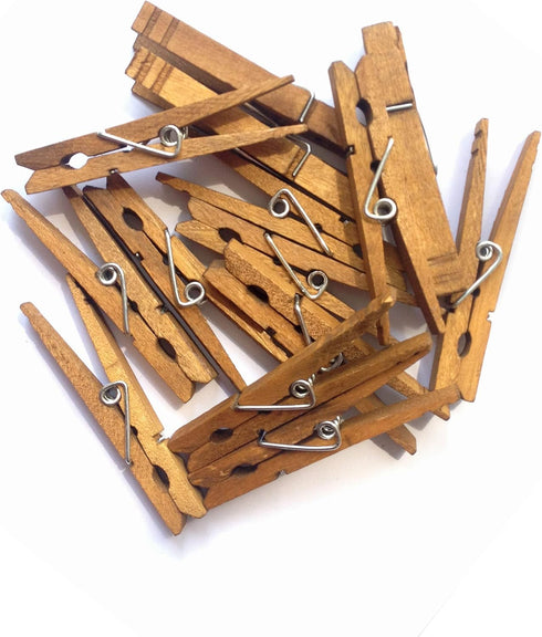 LWR CRAFTS Wooden Large Clothespins, 3-5/16" 30 Pieces Per Pack, Jacobean