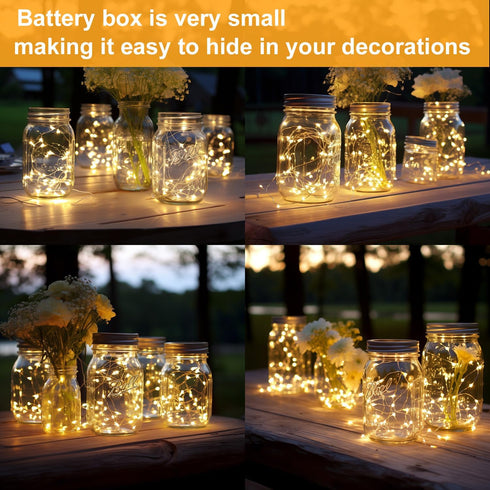 24 Pack Battery Operated Fairy Lights, 3.3ft 20 LED Silver Wire Warm White for Wedding, Party Decor