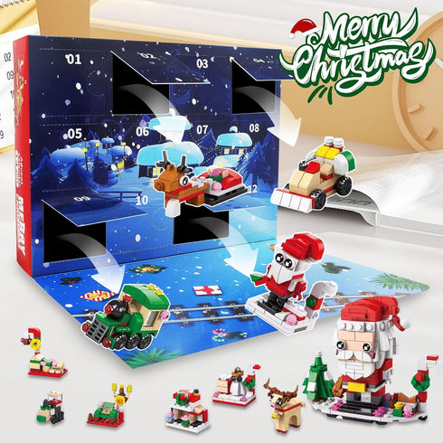 2025 6 1 12 Countdown Christmas Advent Calendar, IN Santa Claus Train Building Blocks, Days Calendar Toy for Kids
