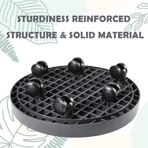 2 Pack 12.6 Inch of Planter Caddies Rolling Saucer Caddy with Wheels, Heavy Duty Wheeled Stand for Potted Plant, Round