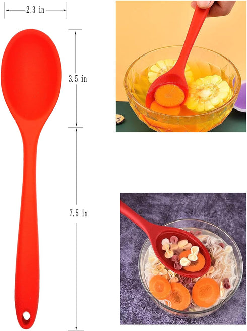 Silicone Kitchen Cooking Utensil Sets Nonstick Cooking Tools Heat Resistant Cookware Red by Minchsrin