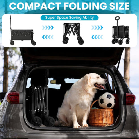 350lbs Small Collapsible Wagon with Tailgate, Wagons Carts Foldable with Capacity, Lightweight Portable Utility Wagon