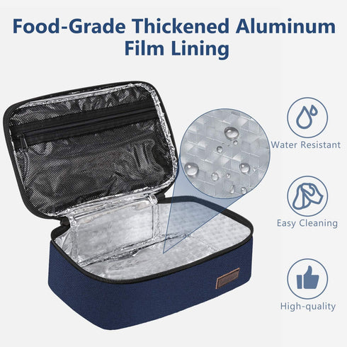 Mini Lunchbox Small Lunch Bag for Men Women, Insulated Thermal Lunch Box, Portable Cooler Bag, Blue