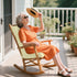 2 Set ELFJOY Rocking Chair Cushion Large Rocking Chair Pads with Ties Premium Linen High Back and Seat Cushion Piece