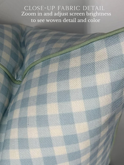 20" 20" Jillien Harbor The Charlie Decorative Pillow Cover Blue and White Accent Pillow Cover with Gingham-Inspired