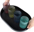 MDLUU 17.1 Inch Plastic Serving Tray, Long Ottoman Tray with Cutout Handles, Oval Butler Tray for Breakfast in Bed