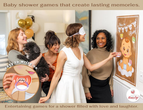Dummy Party Hearty Funny Baby Shower Games for Boy, Pin The Pacifier on The Baby Game, Where is The Babys Binky, Pin