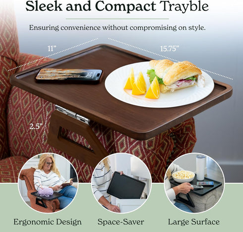 15.75 11inch, Shamrock Home Bamboo Trayble Couch Arm Table, Clip On Tray Sofa Table for Couches. Sofa Arm Tray for TV