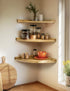 12x12 Inch Corner Shelves Wall Mount, Farmhouse Rustic Corner Floating Shelf with Cord Hole, Wooden Storage Organizer
