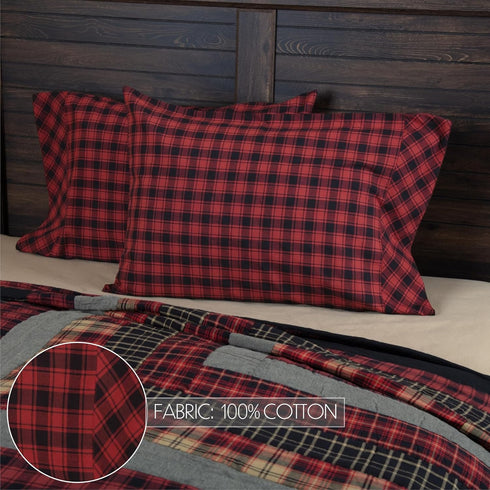 VHC Brands Rustic & Lodge Bedding, Cumberland Red Cotton Pillow Case Set, Standard (20 x 30 inches), Chili Pepper