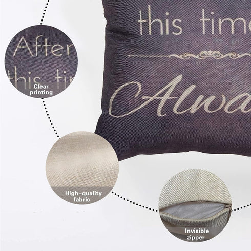 Retro Vintage Motivational Sign - After All This Time Always Inspirational Quote Throw Pillow Case (Gray Brown, 18" x