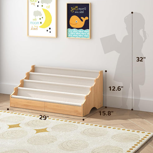 ELYKEN Toddler Bookshelf for Kids Rooms, Nursery Book Shelves with Open Forward Display, Montessori Book shelf for Baby