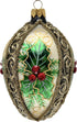 5-Inch Faberg Egg Blown Glass Christmas Tree Ornament Mistletoe Leaf Gold
