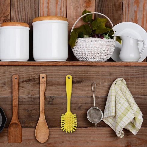 Vikan Yellow Dish Brush, Scraping Edge, Medium, 11", PP/PBT