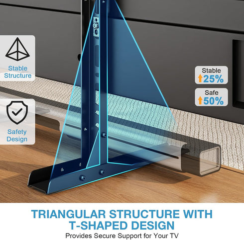 YOMT 20-75 Inch 110lbs, 800x600mm, Universal Table Top TV Stand for Flat Curved TVs, Height Adjustable TV Legs