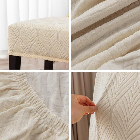 Genina Waterproof Dining Room Bench Covers, Stretch Jacquard Bench Seat Protector Cover, Rectangular Bench Cover