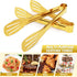 JCREN 6 Pack Serving Tongs, Stainless Steel Buffet Tongs, Small Gold Tongs Serving Set for Parties, 7 Inch