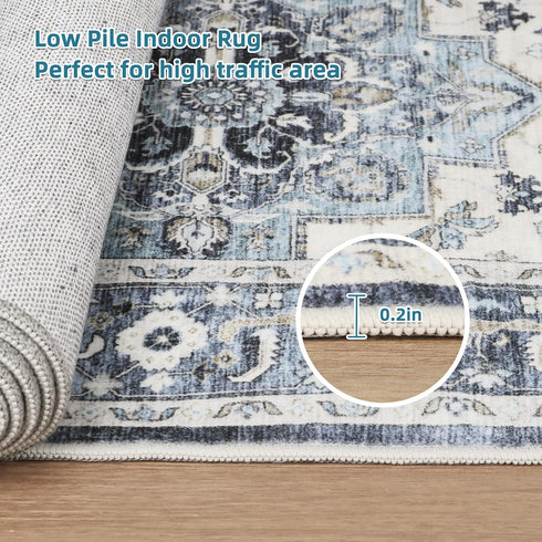 Rug-2x5 Dripex Tribal Washable Runner Non-Slip Non-Shedding Runners for Hallways Stain Resistant Kitchen Mat Laundry