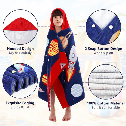50" 30" Swimming 3-12 MOKANI Kids Cotton Hooded Towels | Super Soft & Thick & Super Absorbent | x Beach Bath Towels