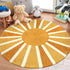 4Ft Lahome Boho Round Rugs - Washable Non-Slip Small Round Area Rug Throw Soft Sofa Kids Nursery Room Rug Rainbow Sun