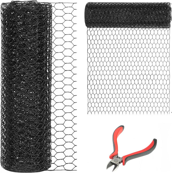 DOLEMODUO 12'' x 150' Black Chicken Wire Mesh Fence, 19 Gauge Galvanized Poultry