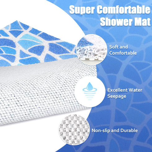 Shower Mat Bathtub Mat Non-Slip, 24x32 Inch Soft Comfort Bath Mat with Drainage Holes
