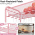 4 3 TOOLF Tier Rolling Utility Cart - Durable Metal Design Pink Utility Cart, Storage Trolley on Wheels with Hooks