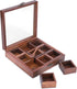 9x9 Inch 9 Ajuny Wooden Spice Box - Decorative Masala Dabba Organizer with Glass Lid, Compartments & Spoon, Spice