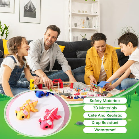 Honoson 12 3D 3D Display(5-7cm,Axolotl) Pcs Printed Animal Fidget Mini Animal Flexible Cute Articulated Small Stress