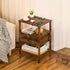 Lerliuo Nightstand with Charging Station and USB Ports, 3-Tier Storage End Table with Drawer, Retro Brown Wood Bedside
