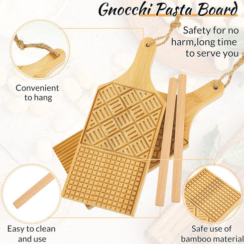 4 Set Pieces Wood Gnocchi Pasta Board Gnocchi Paddle Maker Garganelli Pasta Board Making Tools with Rolls Kitchen Gift
