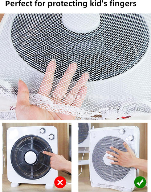 Mesh Covers for Box Fan 20 Inch (Not Included Fan),Fan Guard Covers for Kids Finger Protector,Reusable 20" Window Box Fan Dustproof Cover,20 In Square Net Cover for Square Floor Fan-2 PACK