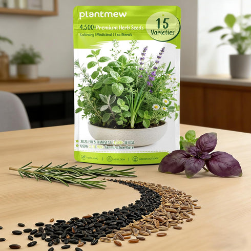 15-Pack 4,500+ Pack Herb Seeds Non-GMO Heirloom Seeds for Planting Indoor & Outdoor Herb Garden Kit with Basil