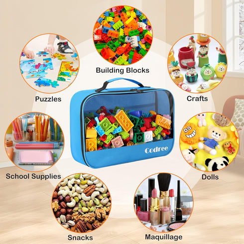 codree 6 Pack 13 8.5 3.9 Inch Large Oxford Cloth Toy Storage Bags, x x Visible Organizer Pouch with Zipper, Waterproof
