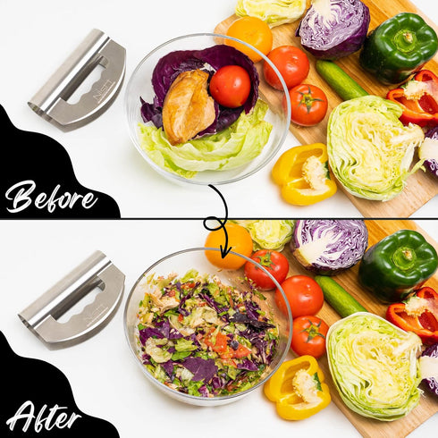 Nish Salad Choppers, Mezzaluna Choppers with Protective Cover, Double Blade Stainless Steel for Kitchen