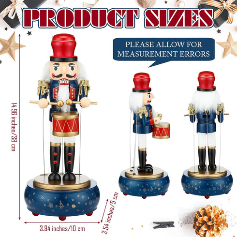 Jetec Nutcracker Music Box Wooden Nutcracker Soldier Toy Handmade Nutcracker Figures Christmas Nutcrackers Soldiers