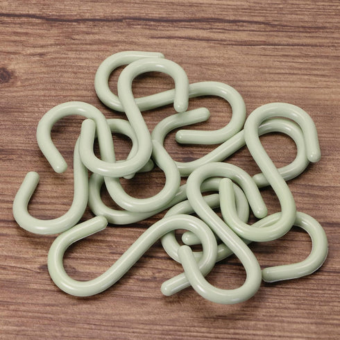 Mini Skater 2.5" S Shape Hooks - 10Pcs Light Green Plastic, Heavy Duty, Rust Resistant for Kitchen, Bathroom, Storage