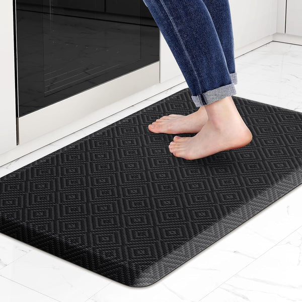 Mattitude Kitchen Mat Cushioned Anti-Fatigue Floor Mat, Waterproof Non-Slip Mats for House Sink Office Laundry (Black)