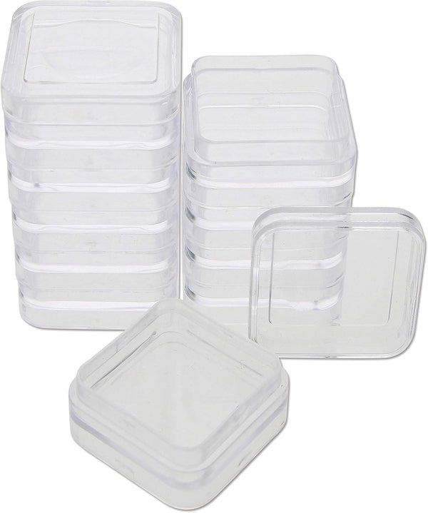 The Beadsmith Personality Case, 2 Clear Square Stacker Jars for Storage of Small Items, Crafts, and Jewelry