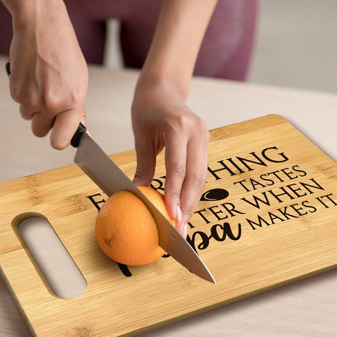 Papa Gifts, Everything Tastes Better When Papa Makes It Bamboo Cutting Board Kitchen Decor for Grandpa