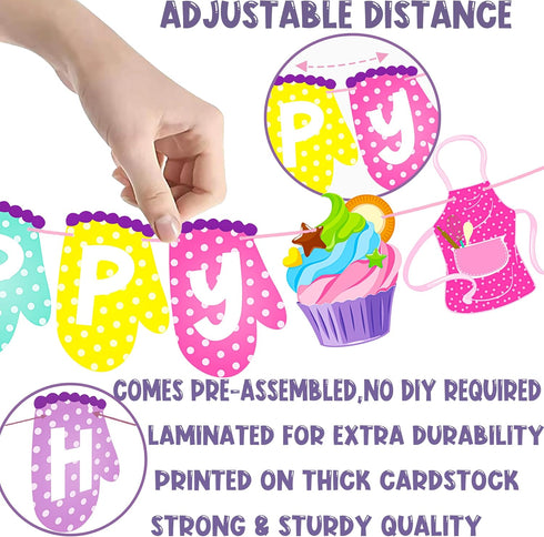 Baking Birthday Party Banners, 3Pcs Baking Theme Decoration for Baby Shower Supplies