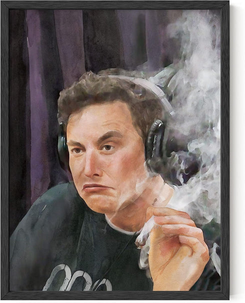 HAUS AND HUES Elon Musk Poster - Funny Trippy Wall Art, Meme Art for Game Room, Unframed 12x16, Cool Dorm Decor for