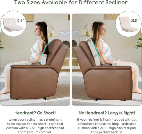 4" 12" HIGOGOGO Corduroy Recliner Chair Cushion with Lumbar Support Pillow Soft Non-Slip Thick Seat Pad Prevent