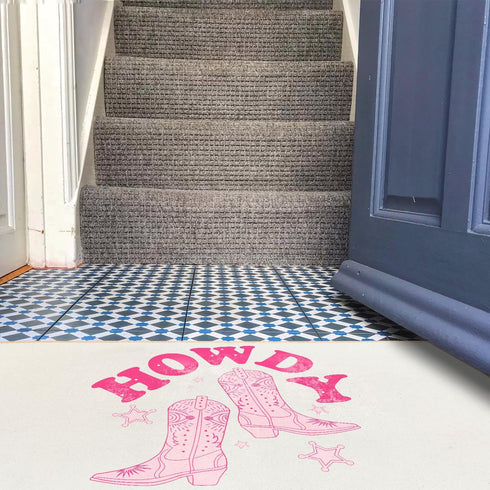 Welcome Mat Preppy Pink Doormat, Funny Cowgirl Kitchen Bath Mat, 30 x 16 Inch Indoor Front Door Entryway Gift