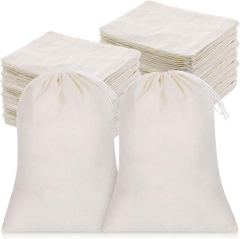 Tatuo 200 Pack Muslin Bags Burlap Drawstring sachet Bags Multipurpose Canvas Linen