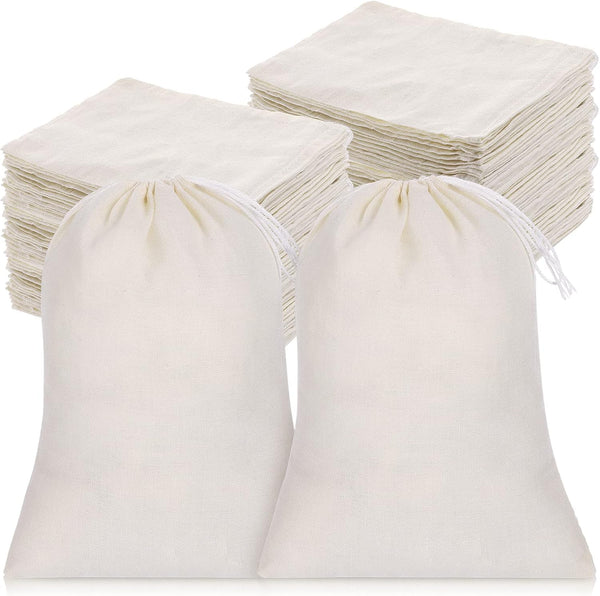 Tatuo 200 Pack Muslin Bags Burlap Drawstring sachet Bags Multipurpose Canvas Linen