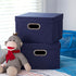Household Essentials Fabric Storage Boxes with Lids and Handles, Blue by Household Essentials