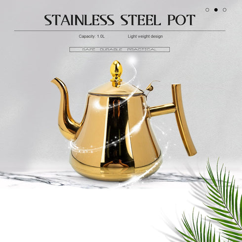 BESTOYARD Stainless Steel Teapot, Camping Pitcher with Lid, Whistling Kettle, Large Capacity Tea Pot for Hotel Supplies